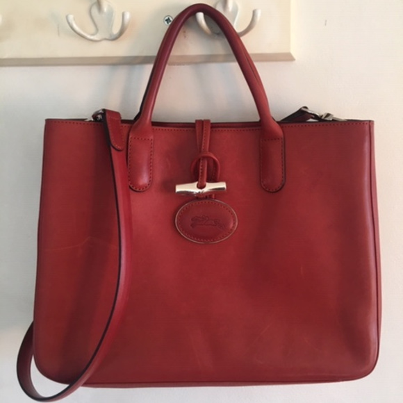 Longchamp Handbags - Longchamp Heritage Roseau Large Rust Leather Tote